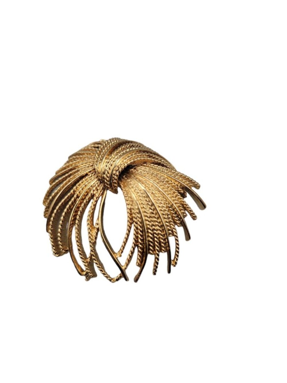 Monet Mirador Brooch Gold Tone Wheat Rope Spray Vintage - Picture 11 of 16